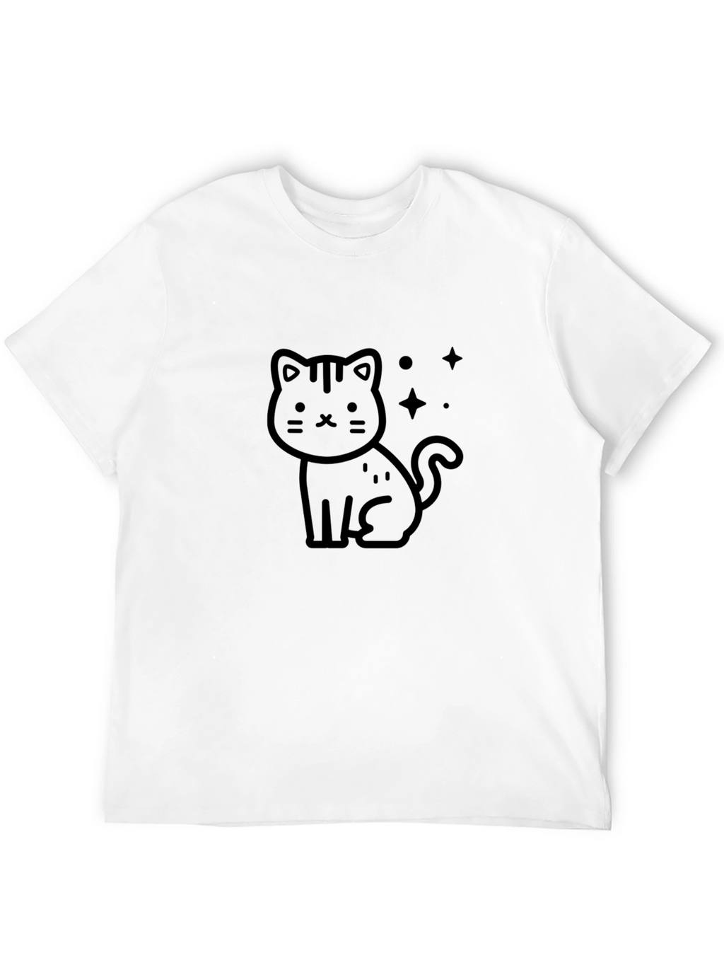 Cute Cartoon Cat Black T-Shirt