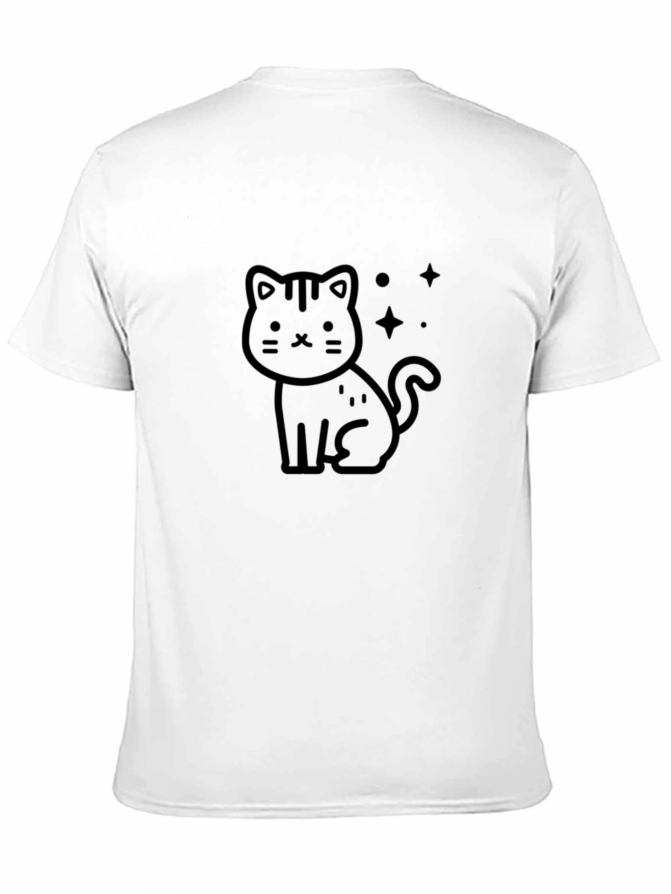 Cute Cartoon Cat Black T-Shirt