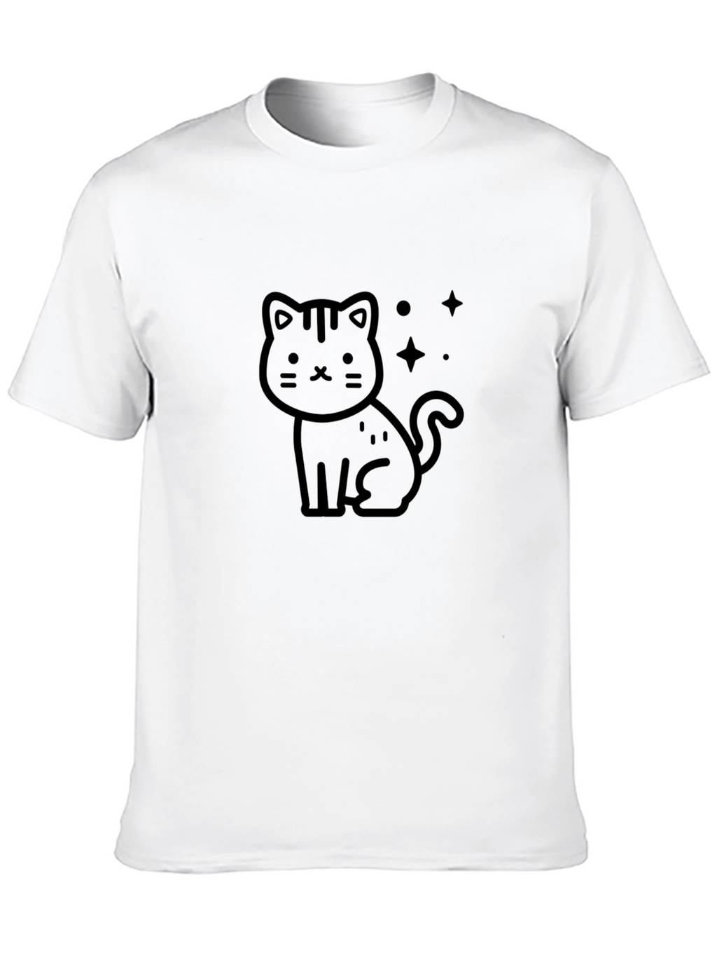 Cute Cartoon Cat Black T-Shirt