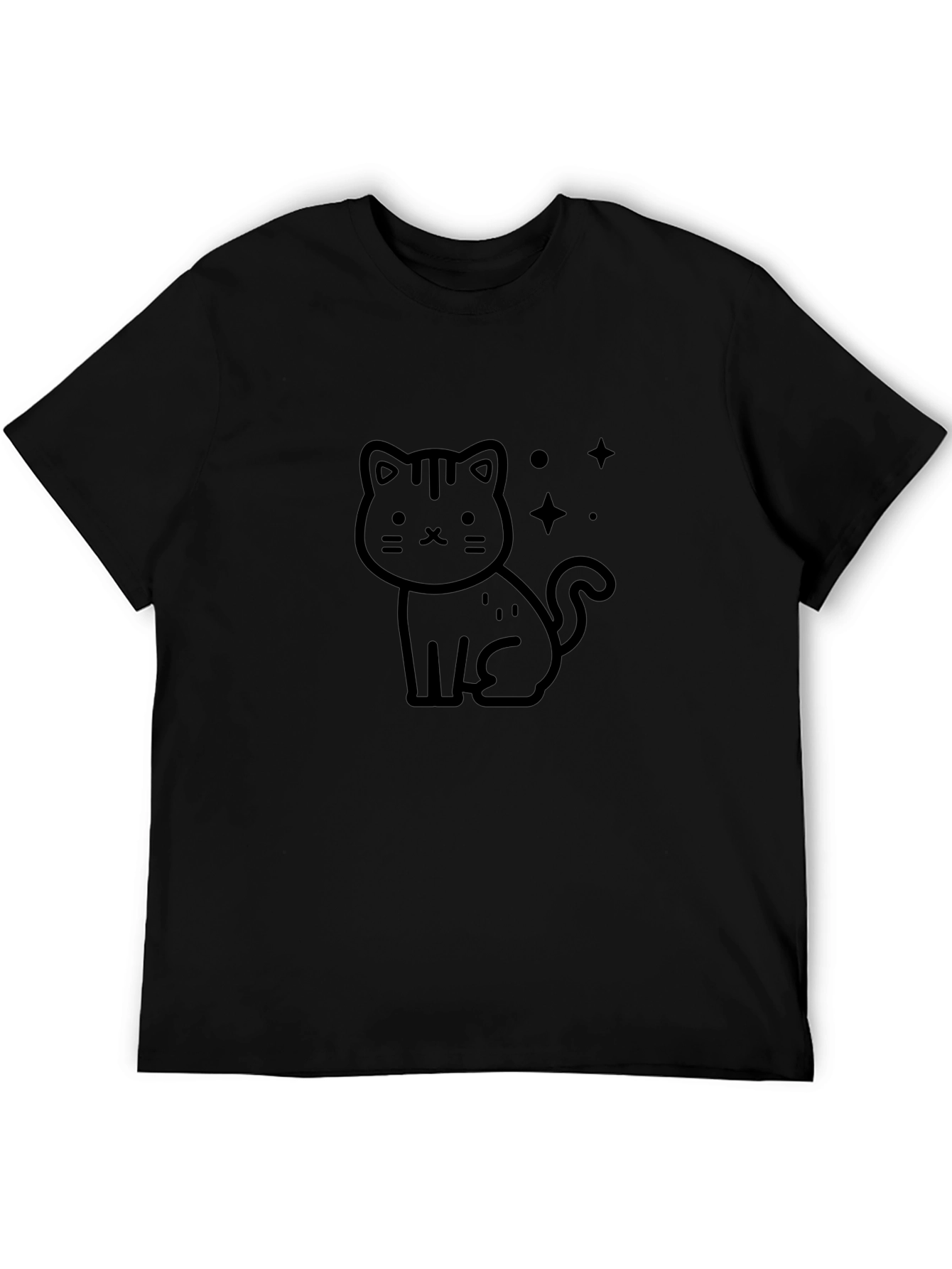 Cute Cartoon Cat Black T-Shirt