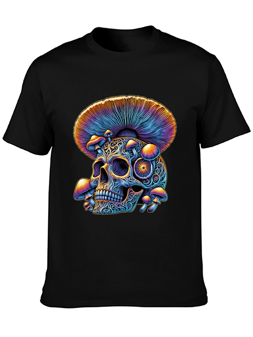 Psychedelic Skull & Mushroom Graphic T-Shirt
