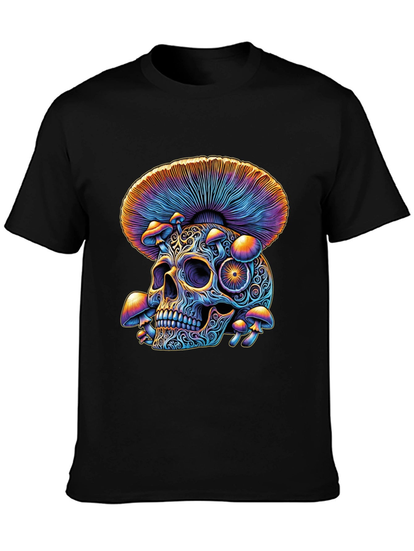 Psychedelic Skull & Mushroom Graphic T-Shirt