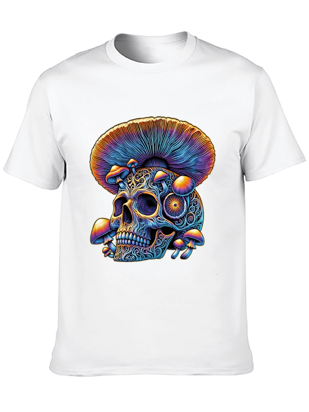 Psychedelic Skull & Mushroom Graphic T-Shirt