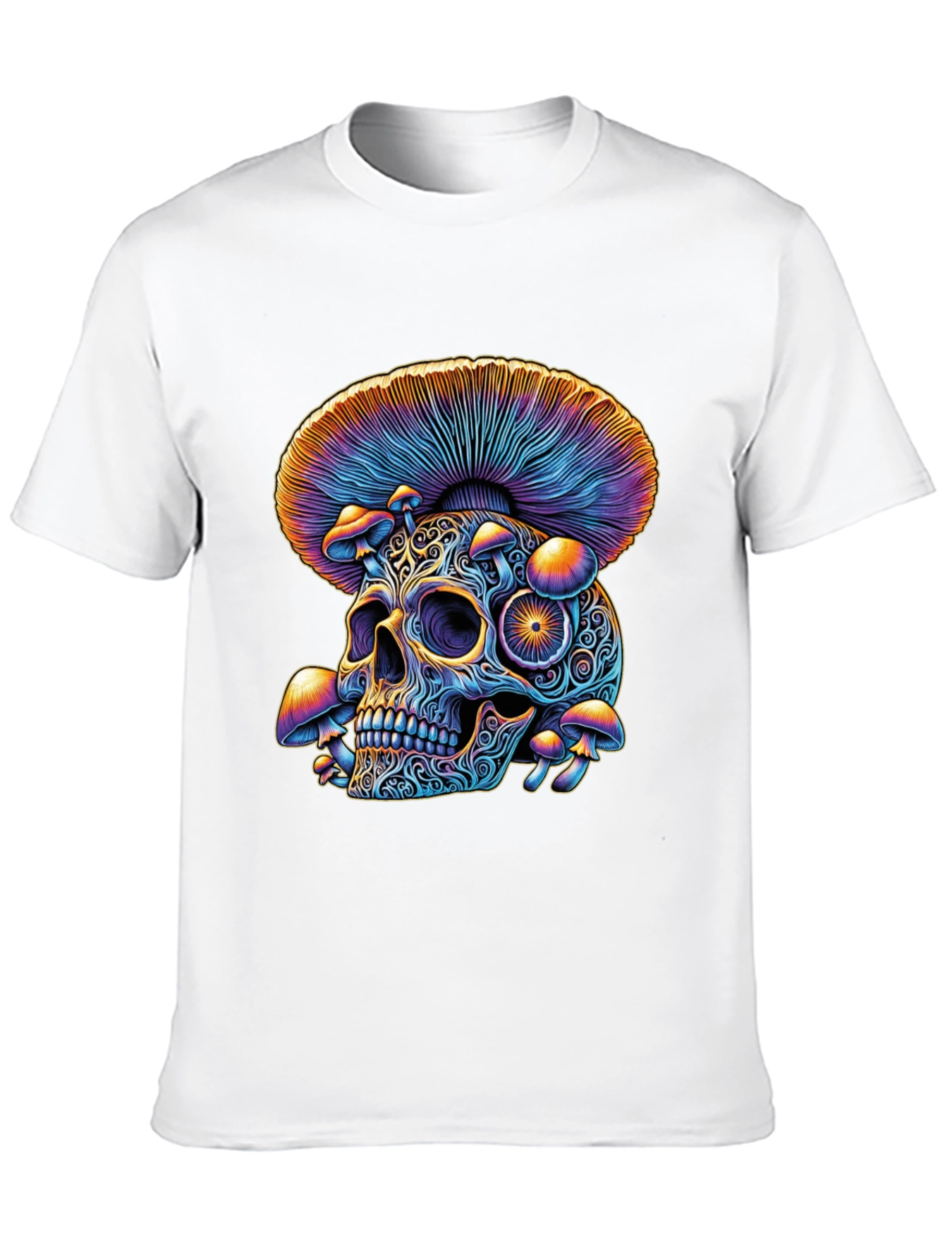 Psychedelic Skull & Mushroom Graphic T-Shirt