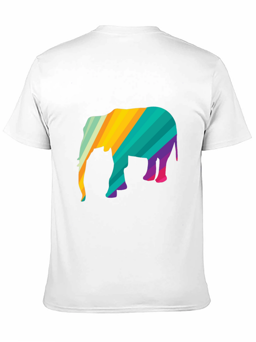 Vibrant Striped Elephant Graphic Black T-Shirt
