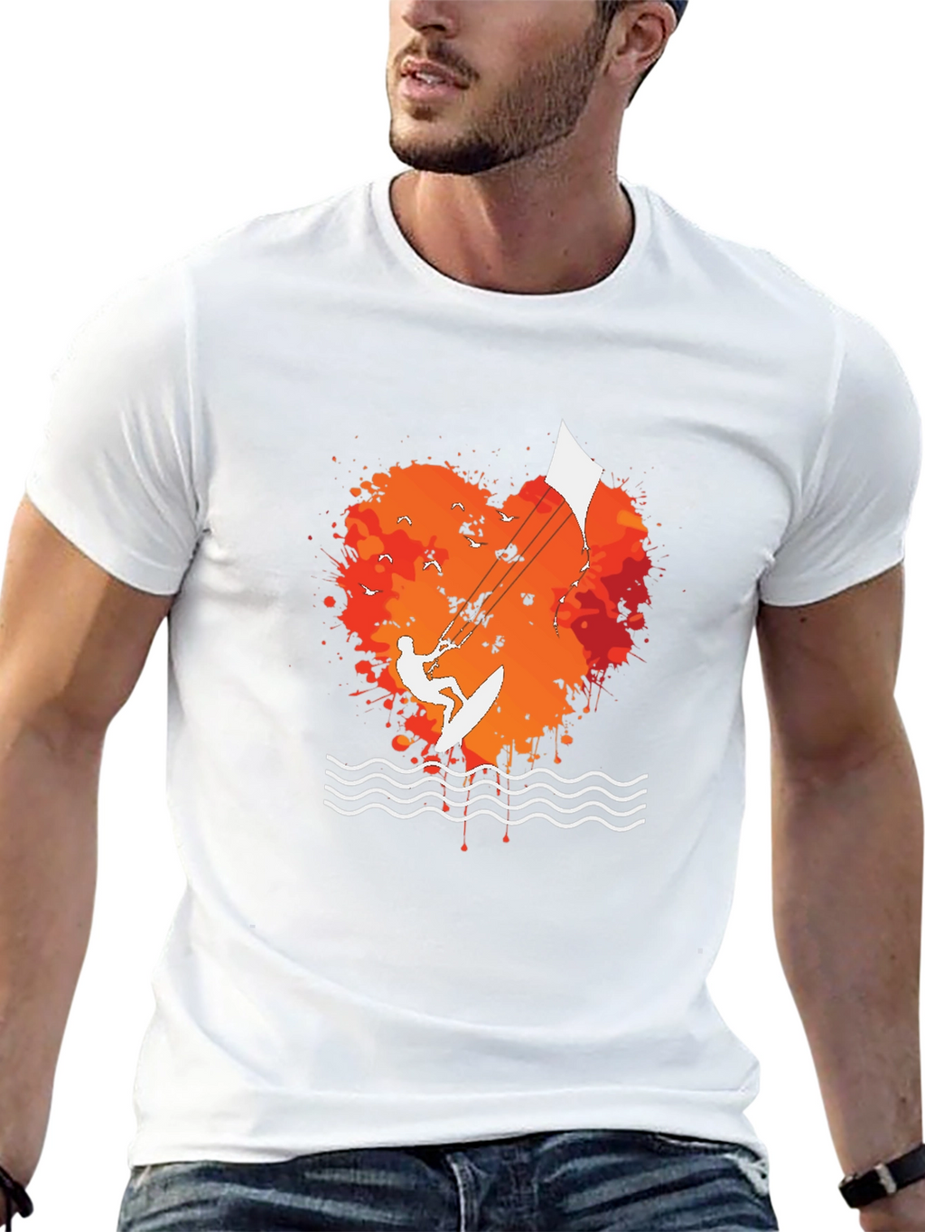 Kitesurfing Heart T-Shirt - Black