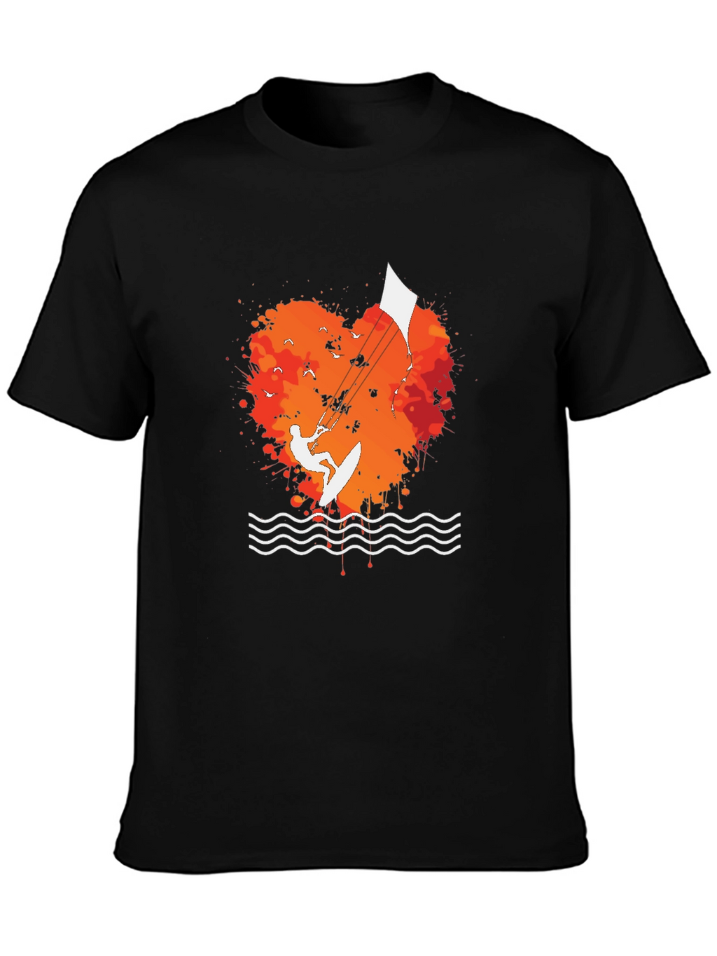 Kitesurfing Heart T-Shirt - Black