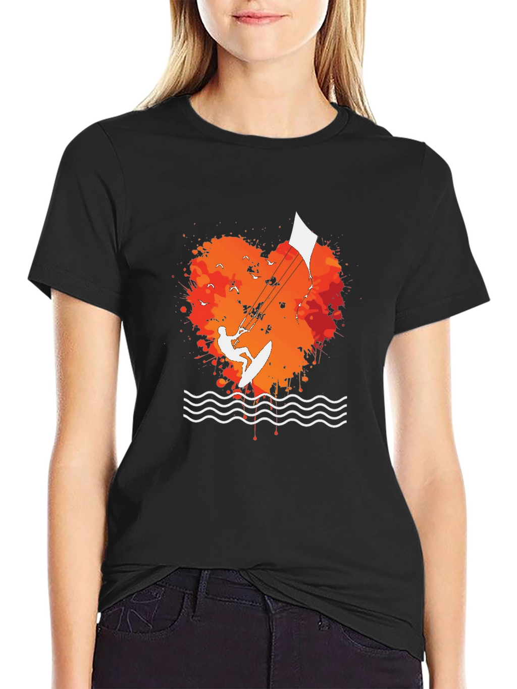 Kitesurfing Heart T-Shirt - Black