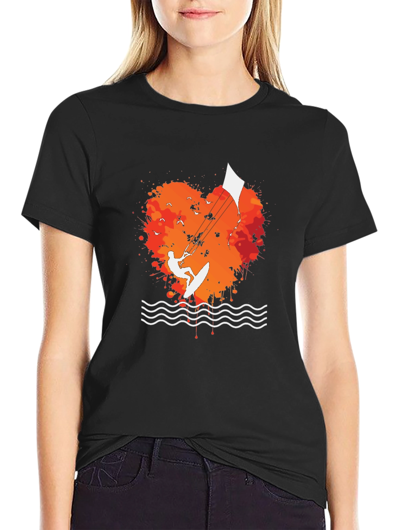 Kitesurfing Heart T-Shirt - Black