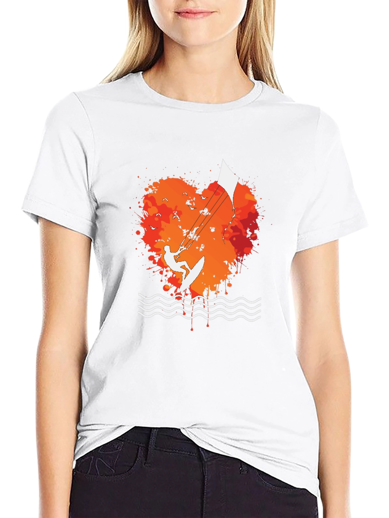 Kitesurfing Heart T-Shirt - Black