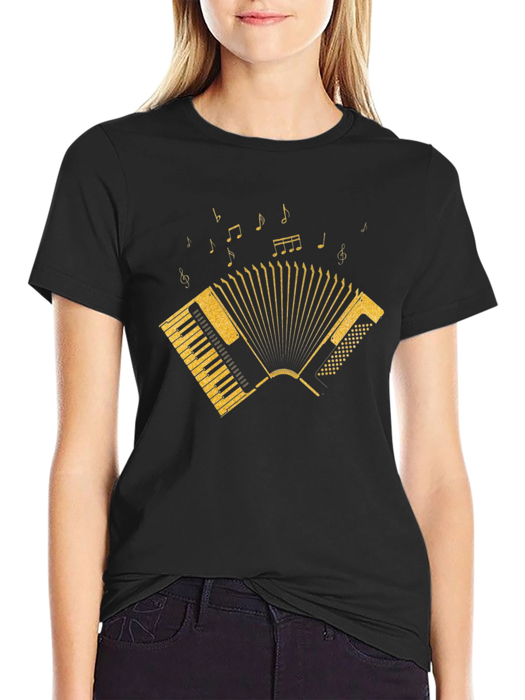 Accordion Music Notes Graphic Tee