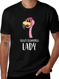 Crazy Flamingo Lady Graphic Tee - Novelty Shirt