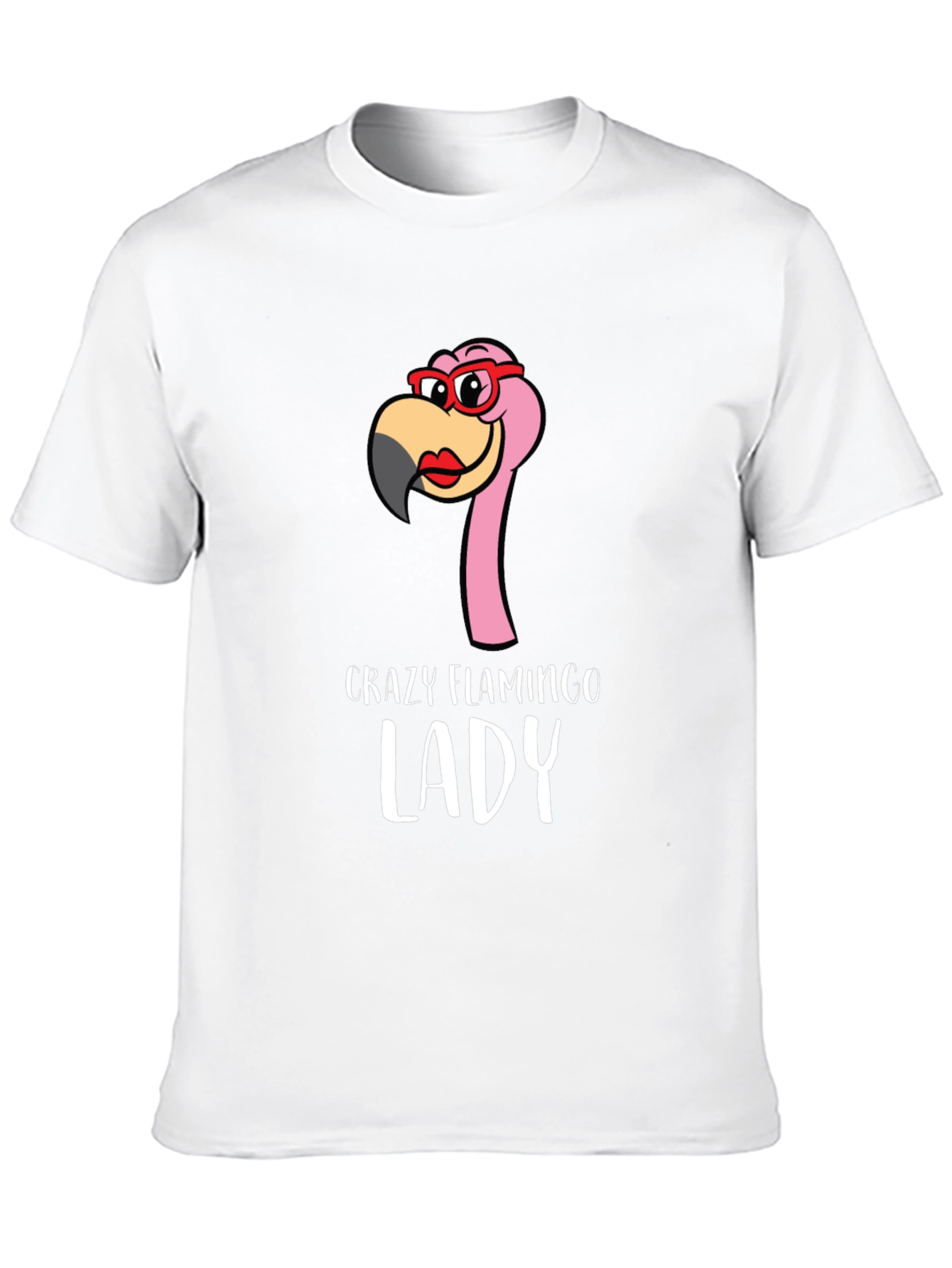 Crazy Flamingo Lady Graphic Tee - Novelty Shirt