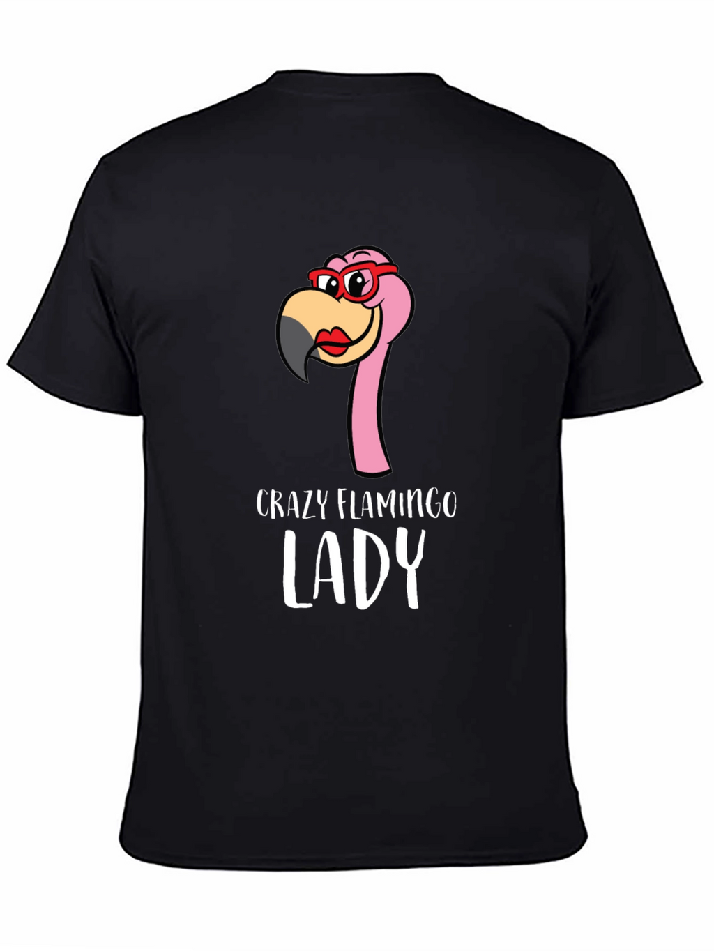 Crazy Flamingo Lady Graphic Tee - Novelty Shirt