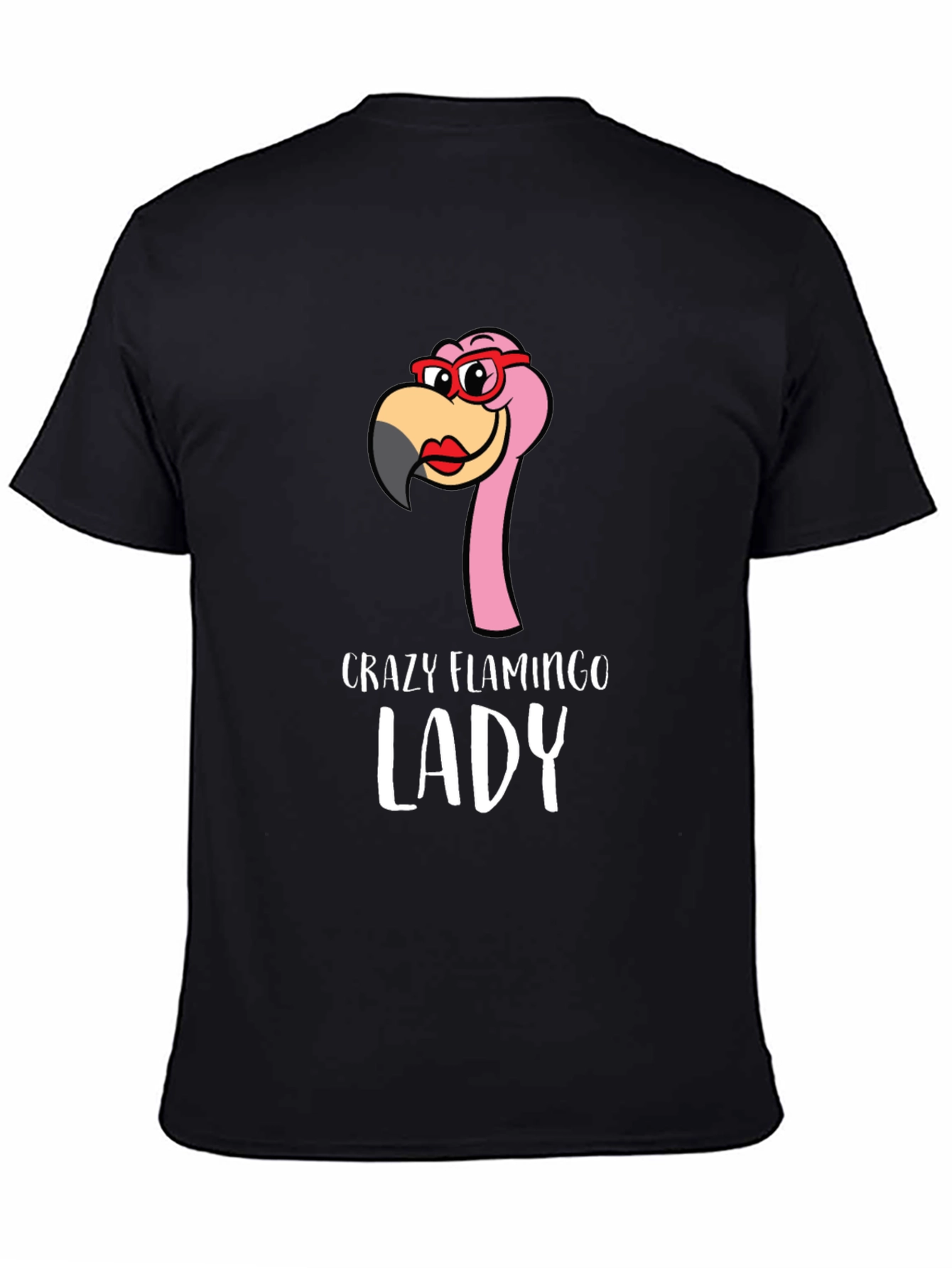 Crazy Flamingo Lady Graphic Tee - Novelty Shirt