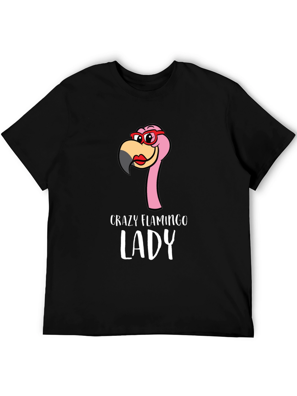 Crazy Flamingo Lady Graphic Tee - Novelty Shirt