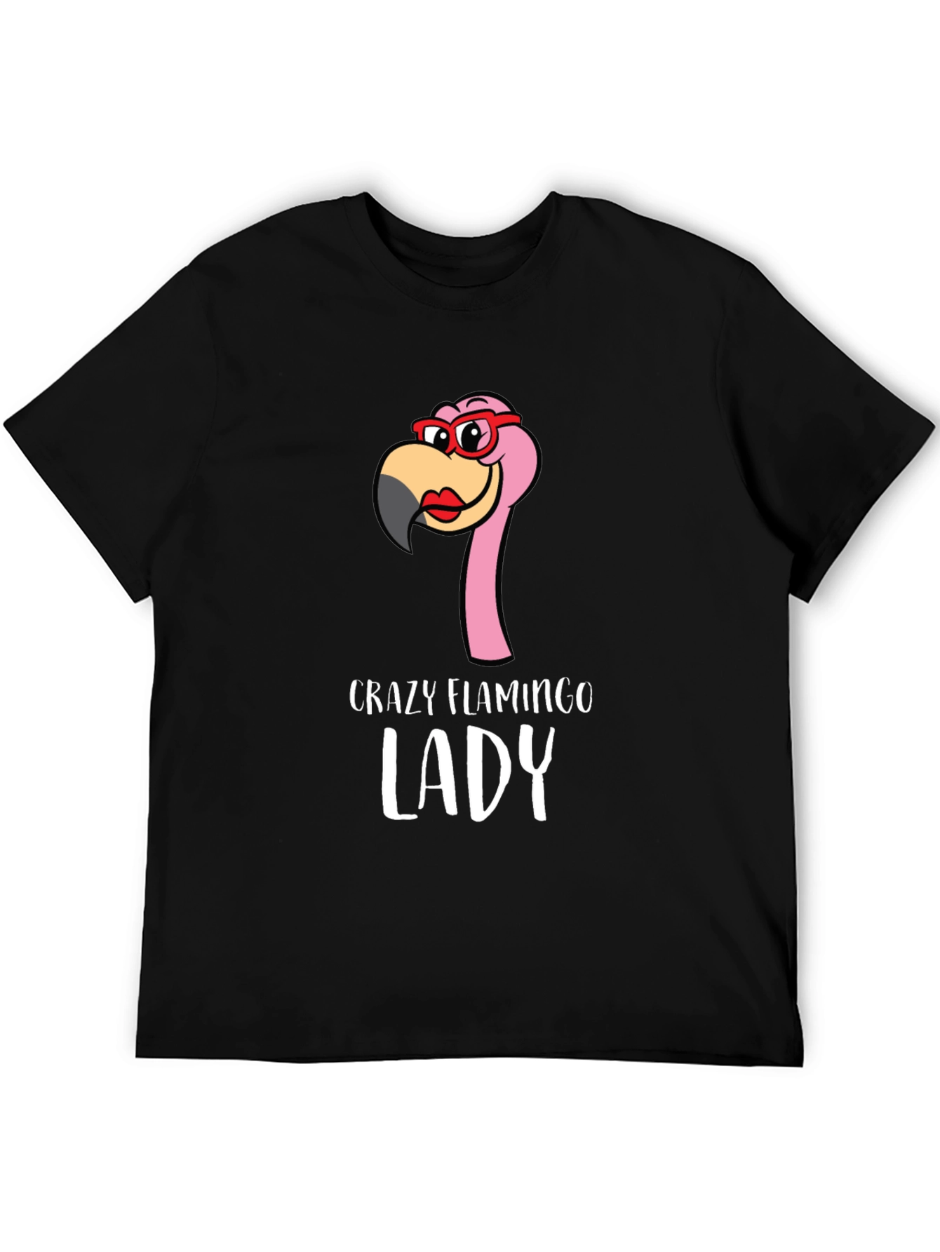 Crazy Flamingo Lady Graphic Tee - Novelty Shirt