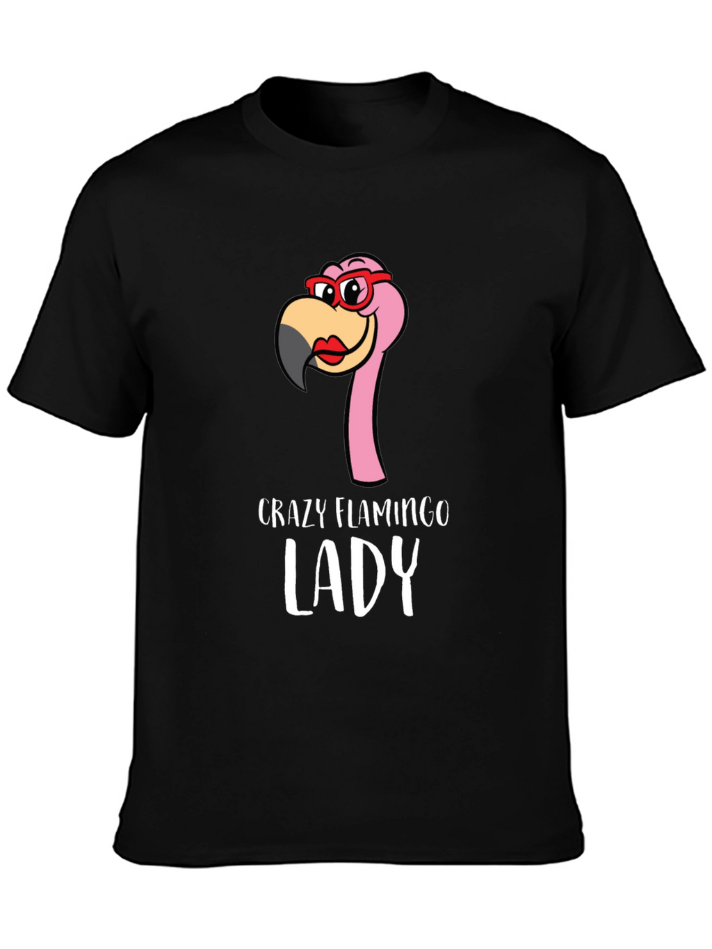 Crazy Flamingo Lady Graphic Tee - Novelty Shirt
