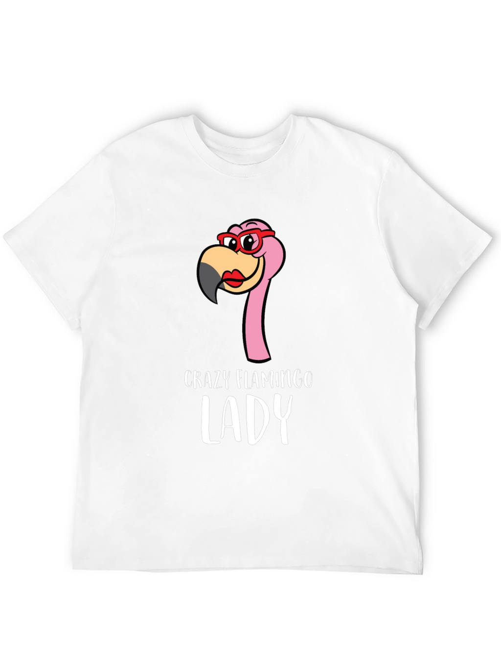 Crazy Flamingo Lady Graphic Tee - Novelty Shirt