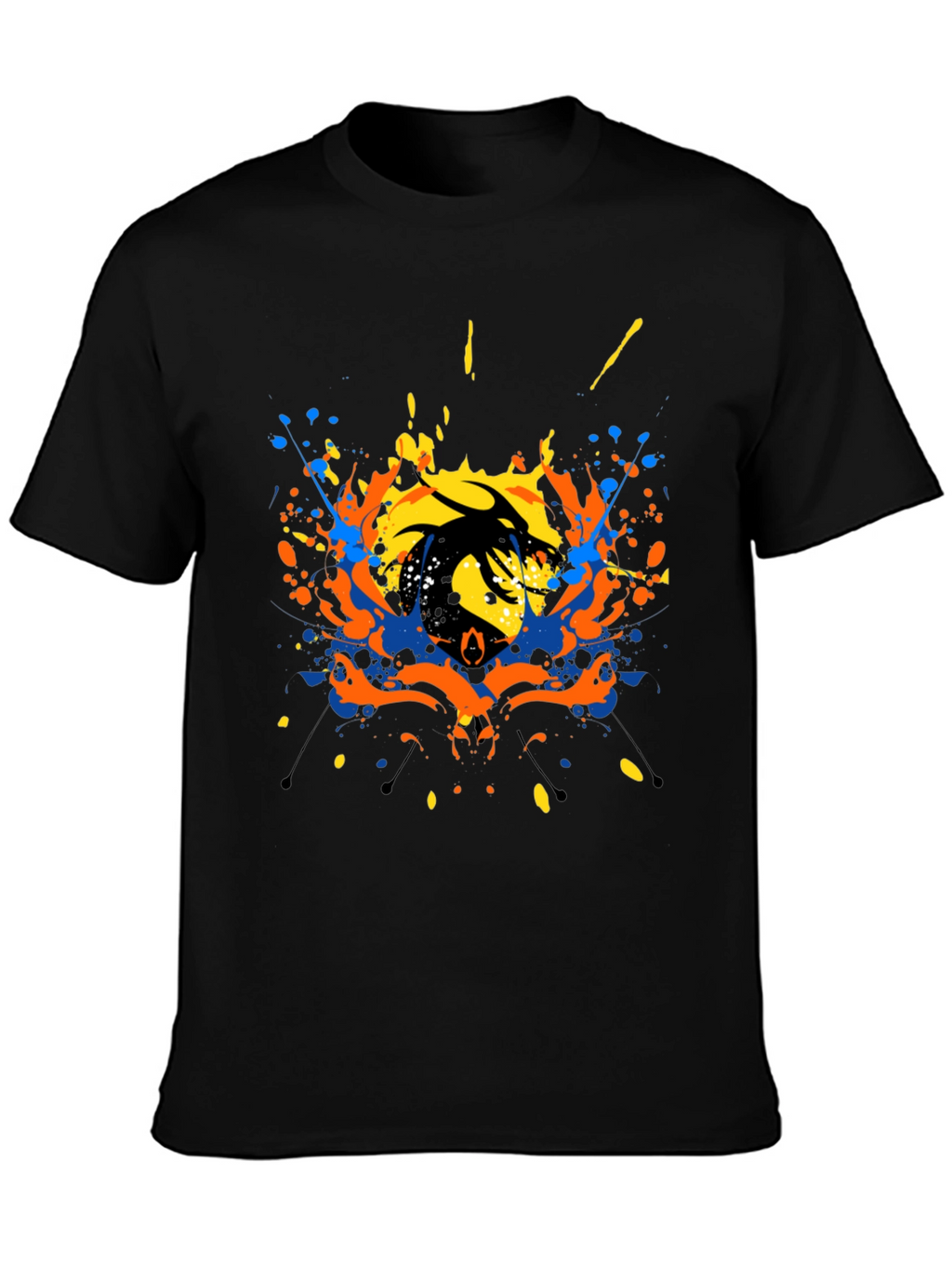 Abstract Dragon Graphic Black T-Shirt