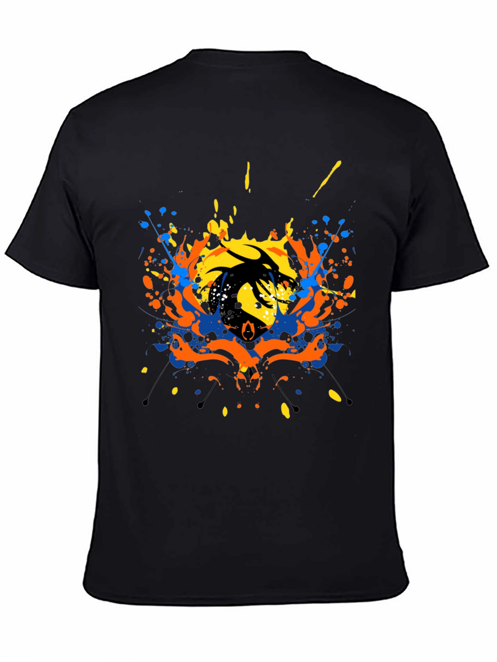 Abstract Dragon Graphic Black T-Shirt