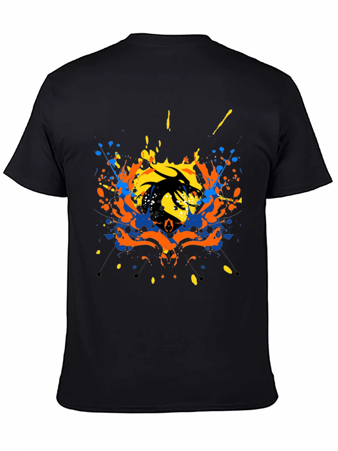 Abstract Dragon Graphic Black T-Shirt
