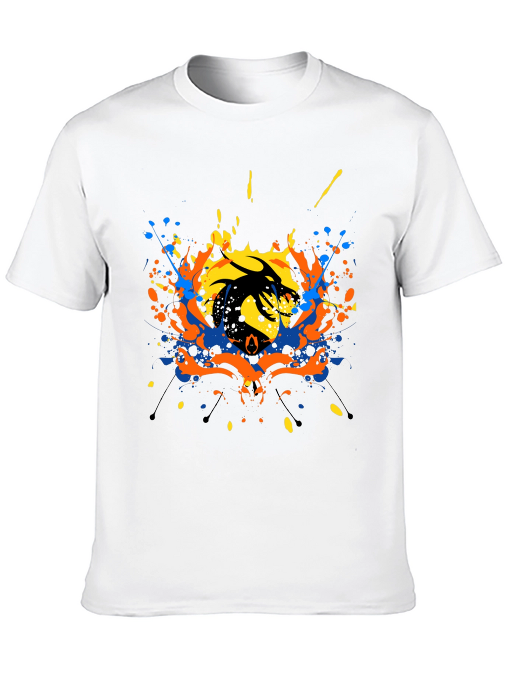 Abstract Dragon Graphic Black T-Shirt