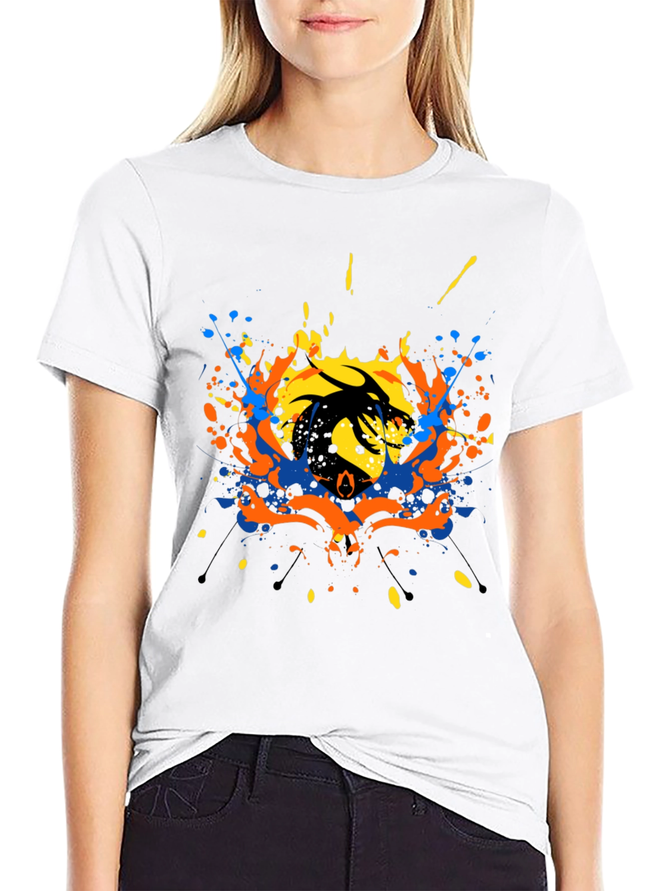 Abstract Dragon Graphic Black T-Shirt