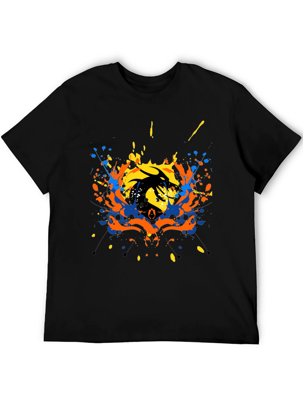 Abstract Dragon Graphic Black T-Shirt