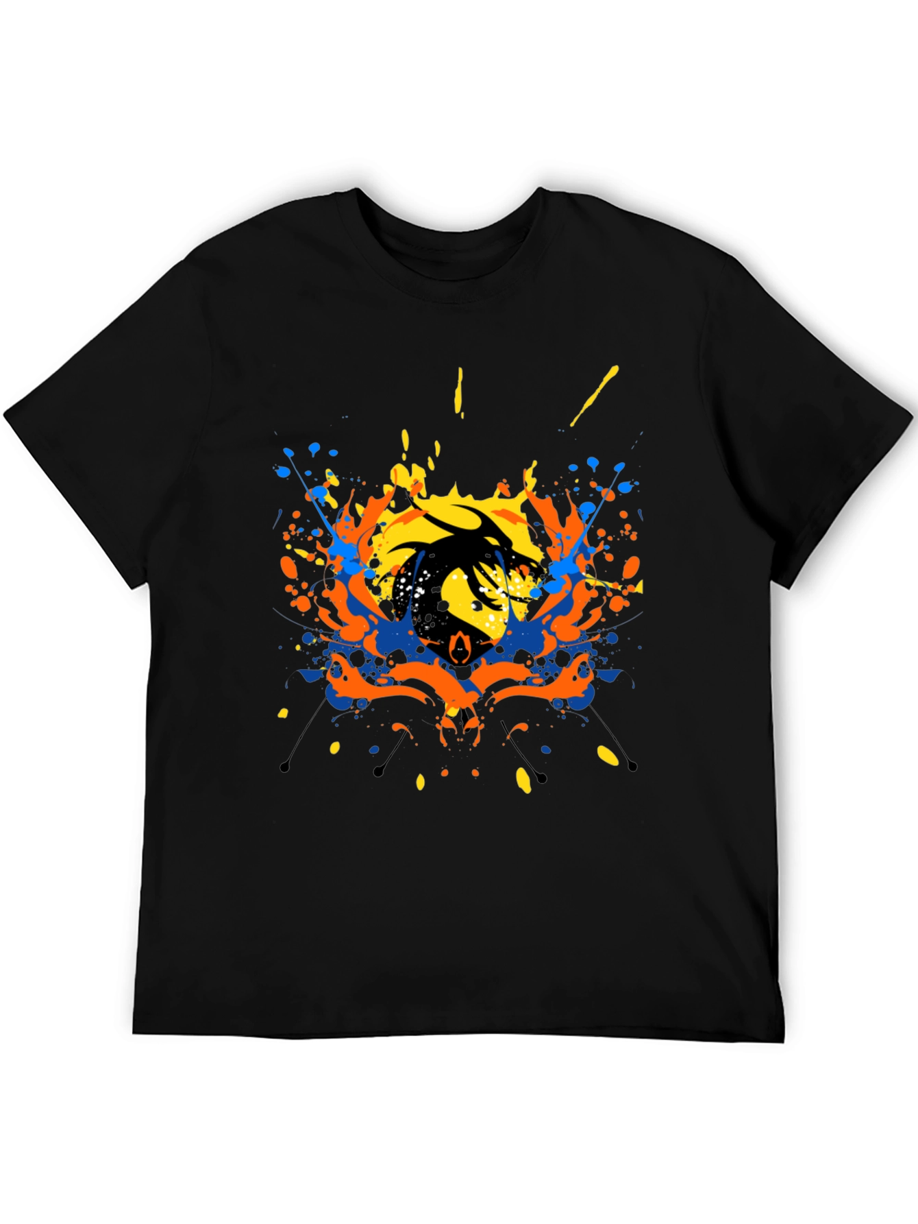Abstract Dragon Graphic Black T-Shirt