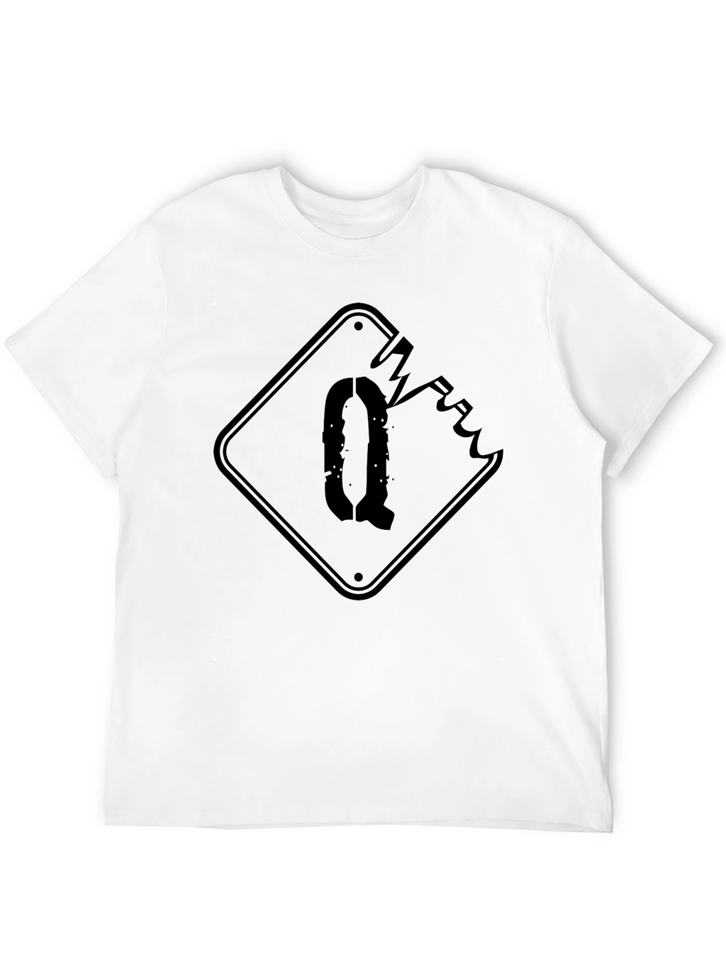 Distressed Q Graphic Black T-Shirt