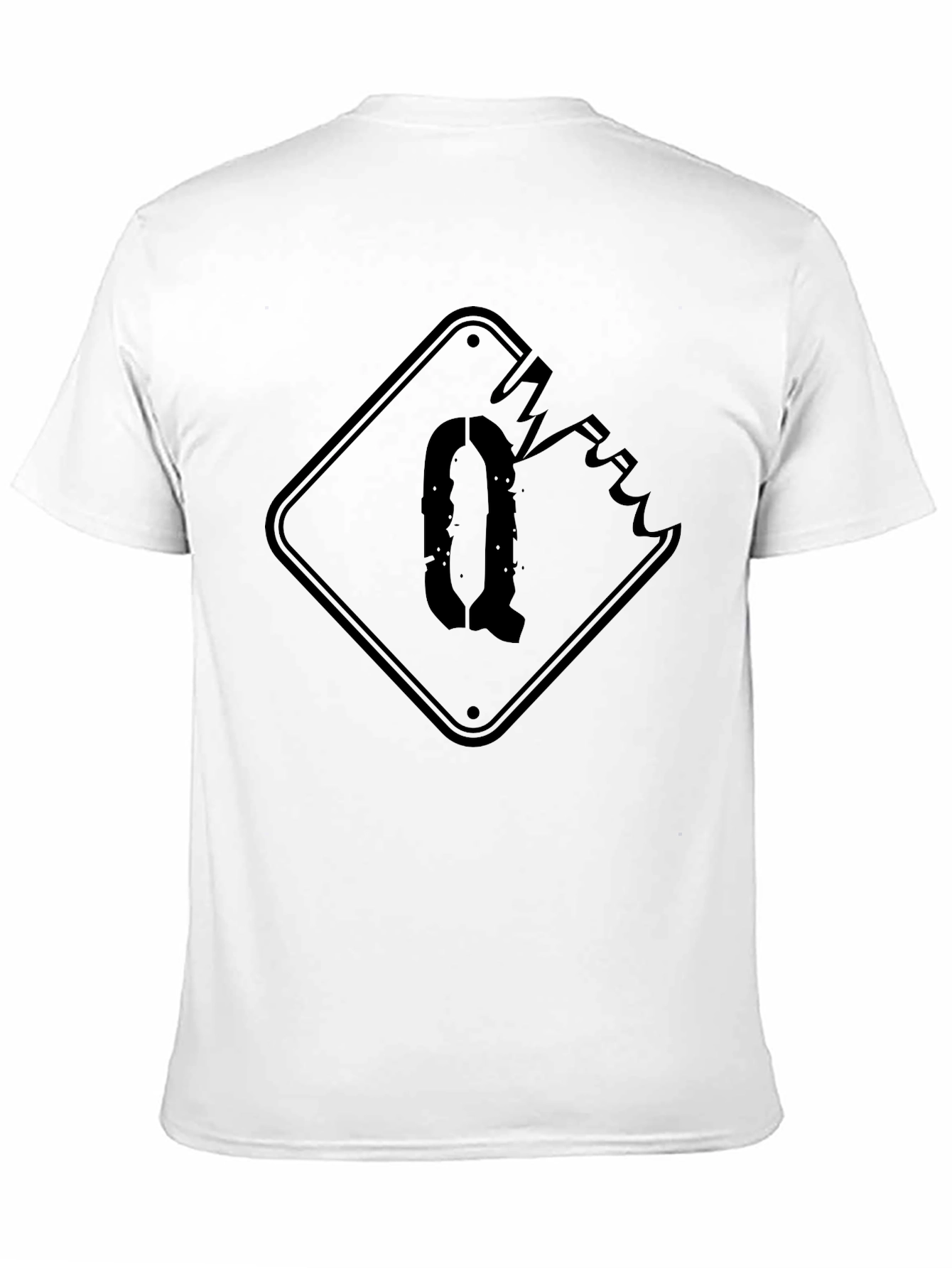 Distressed Q Graphic Black T-Shirt