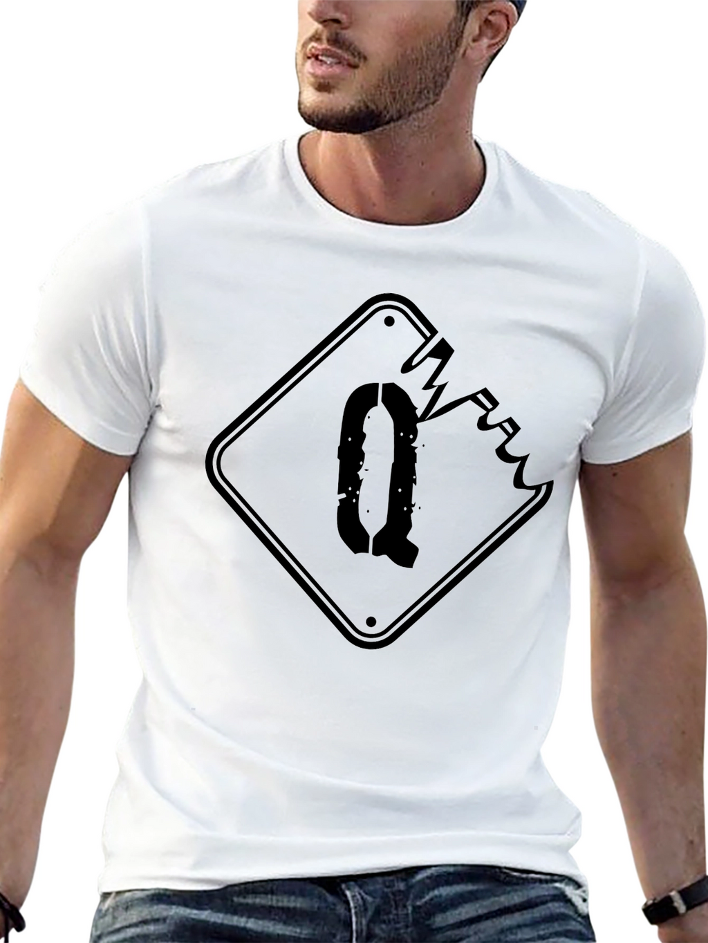 Distressed Q Graphic Black T-Shirt