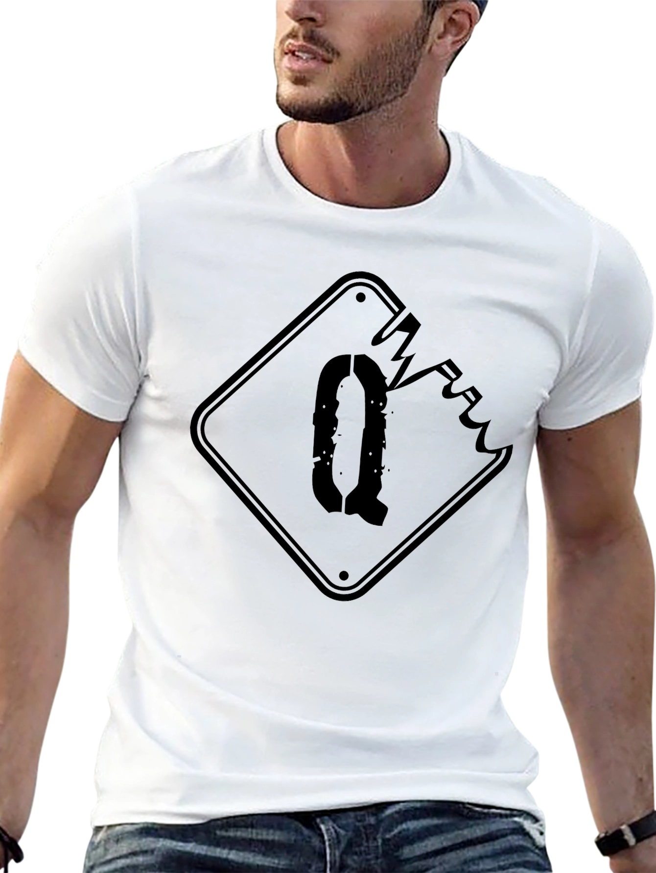Distressed Q Graphic Black T-Shirt