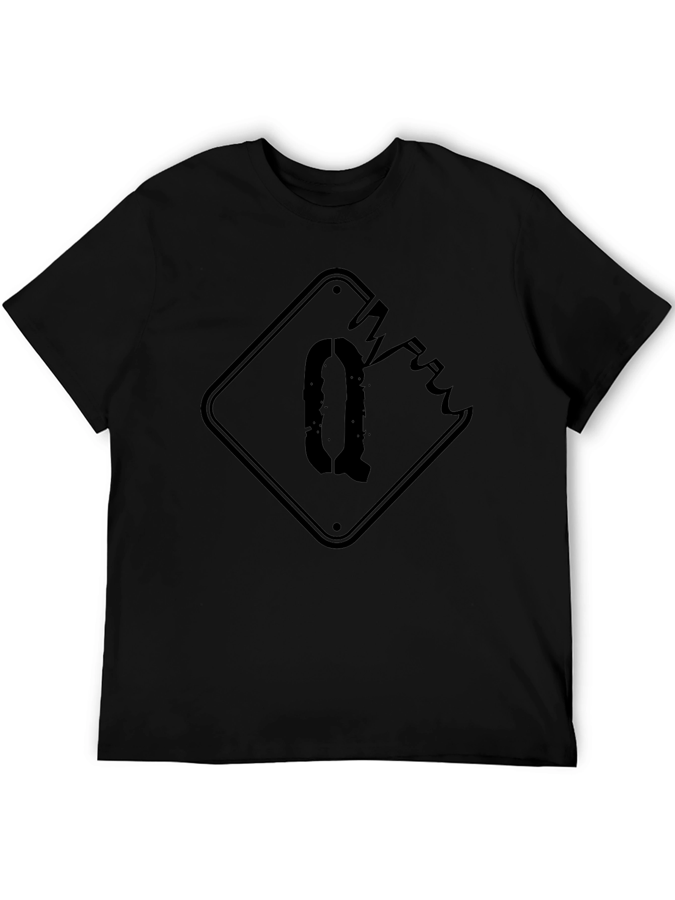 Distressed Q Graphic Black T-Shirt