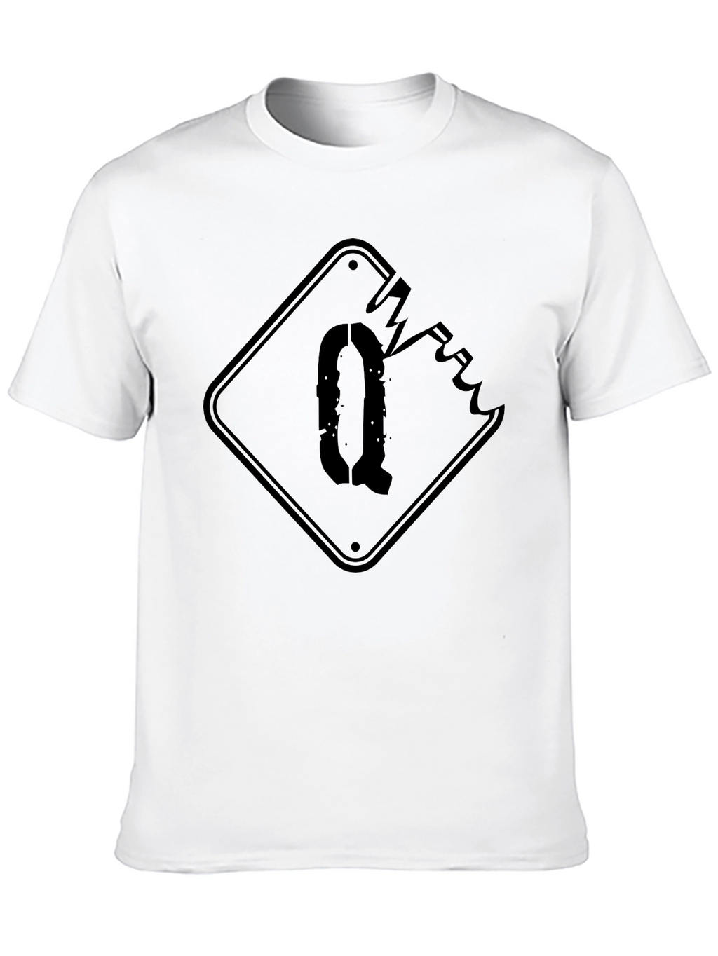 Distressed Q Graphic Black T-Shirt
