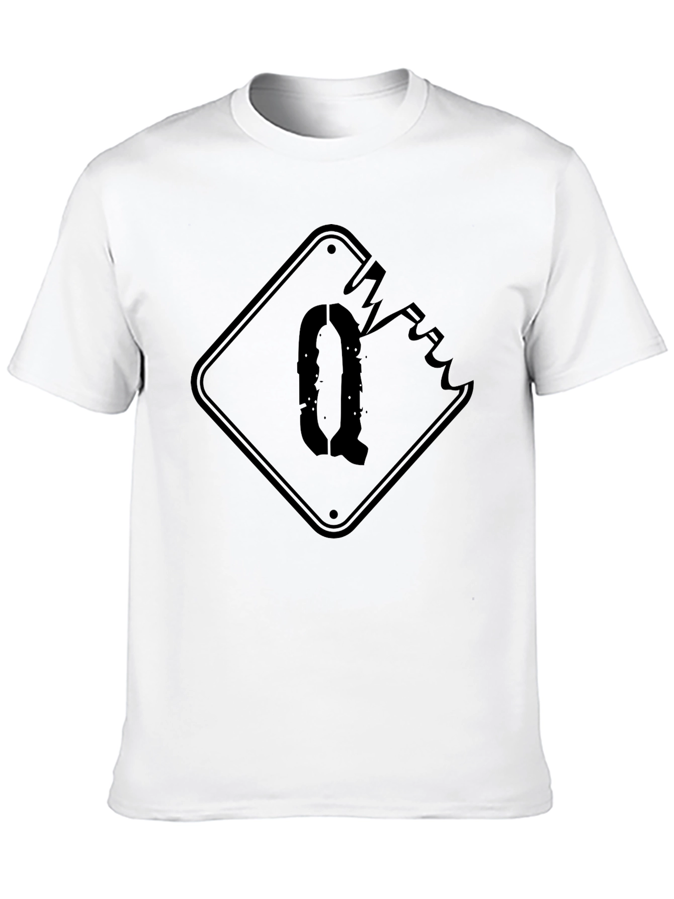Distressed Q Graphic Black T-Shirt