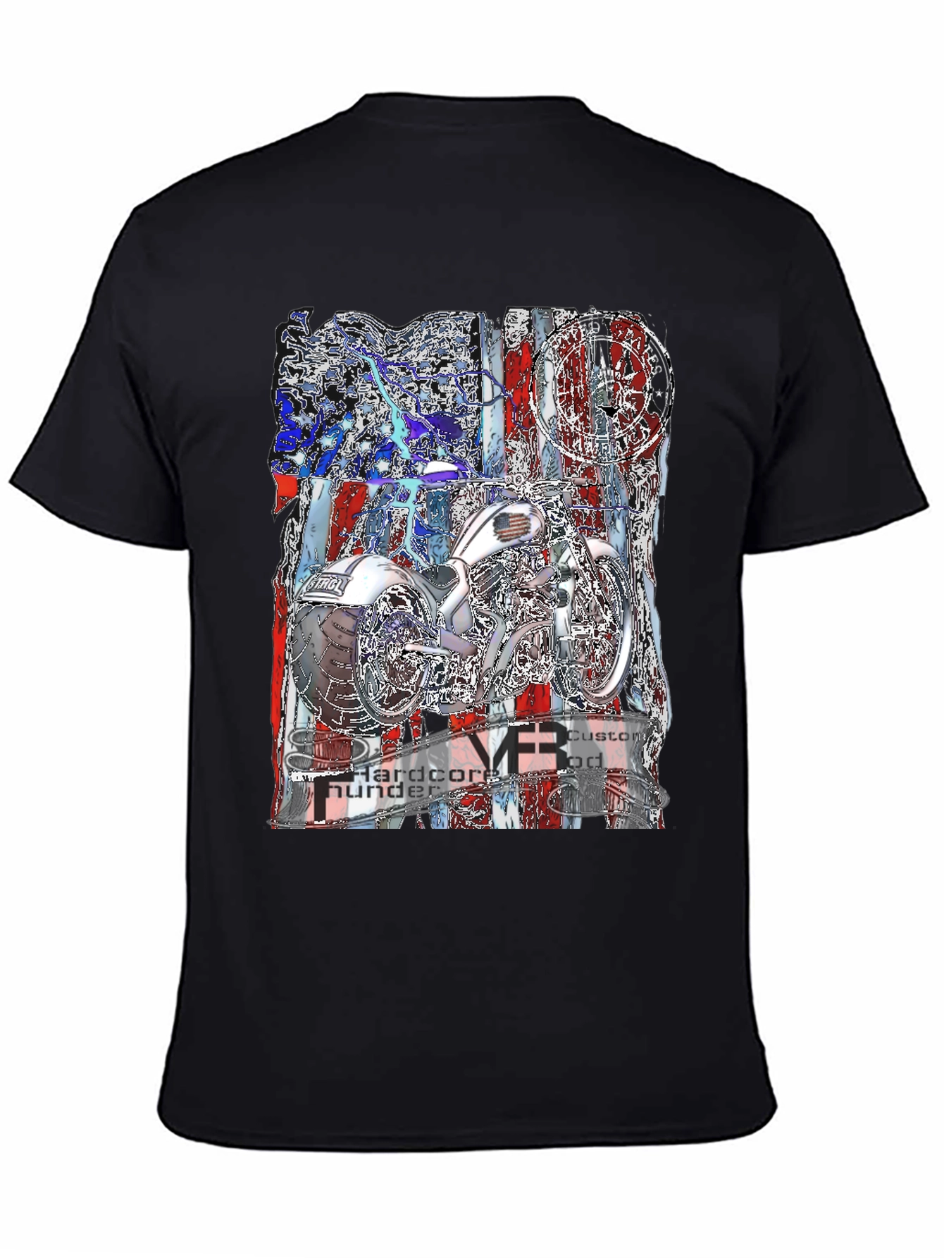 Motorcycle American Flag Graphic Tee