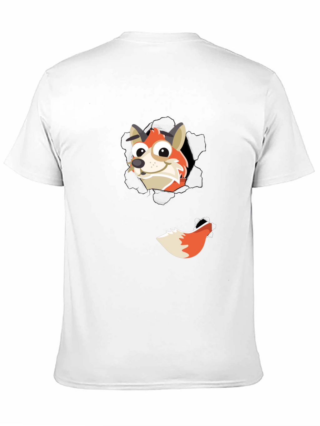 Fox Peeking Out Black T-Shirt