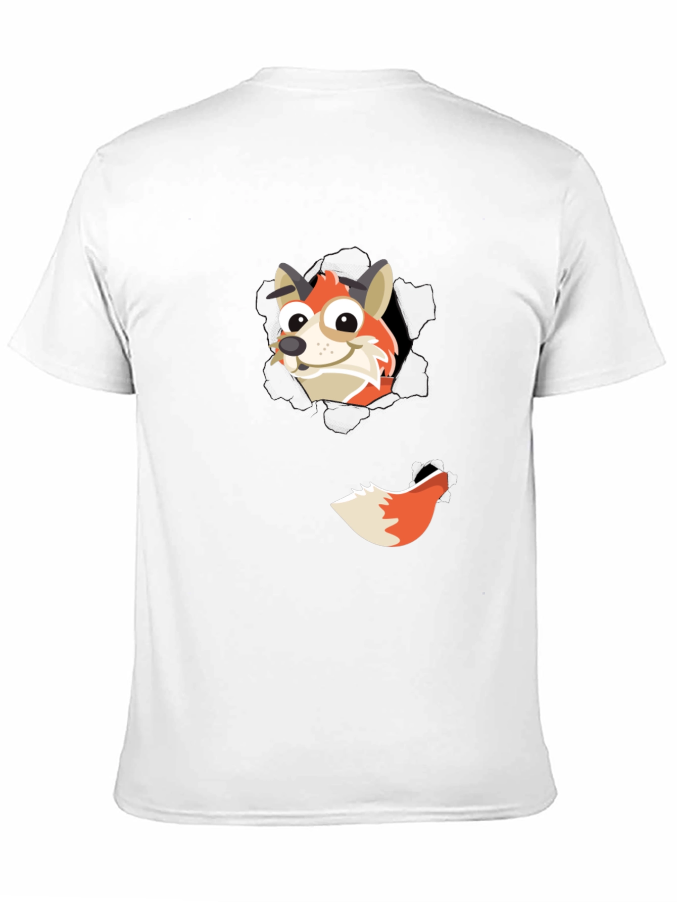 Fox Peeking Out Black T-Shirt