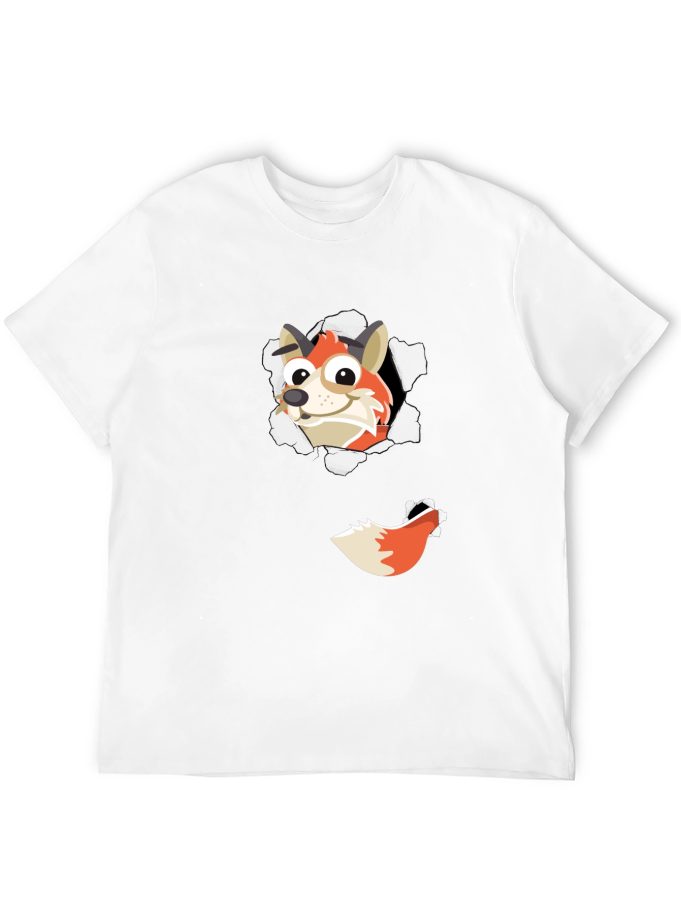 Fox Peeking Out Black T-Shirt