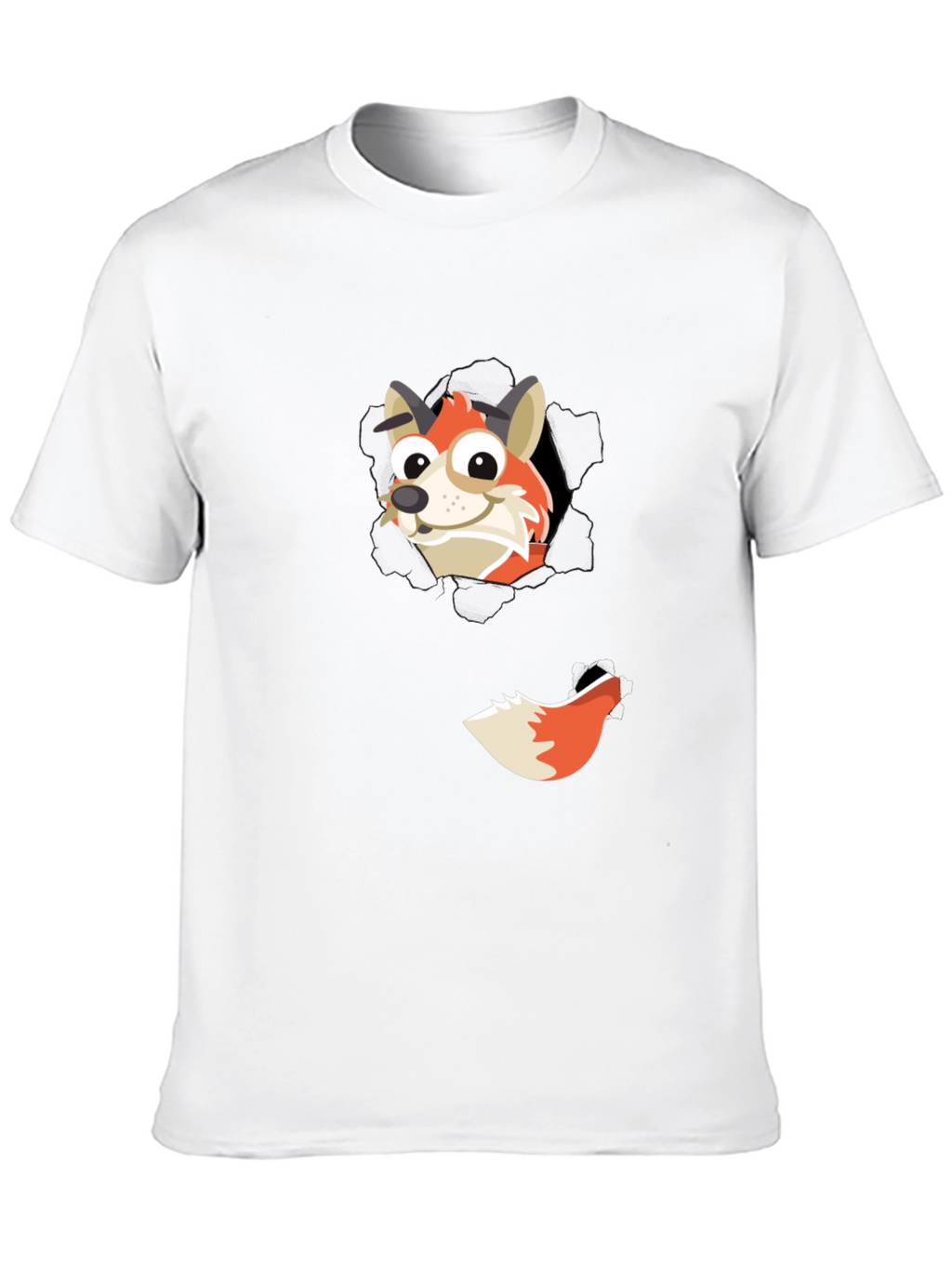 Fox Peeking Out Black T-Shirt