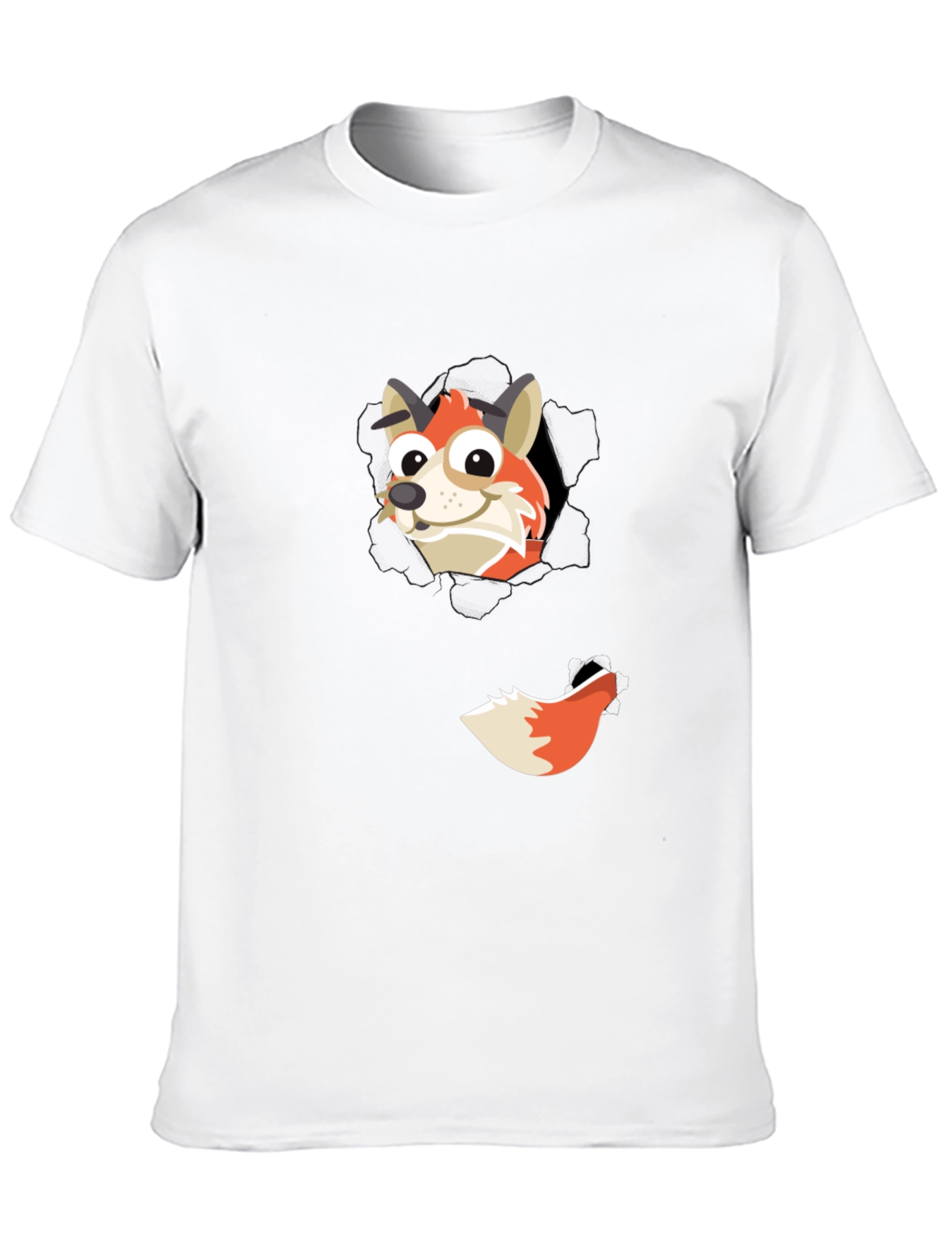 Fox Peeking Out Black T-Shirt