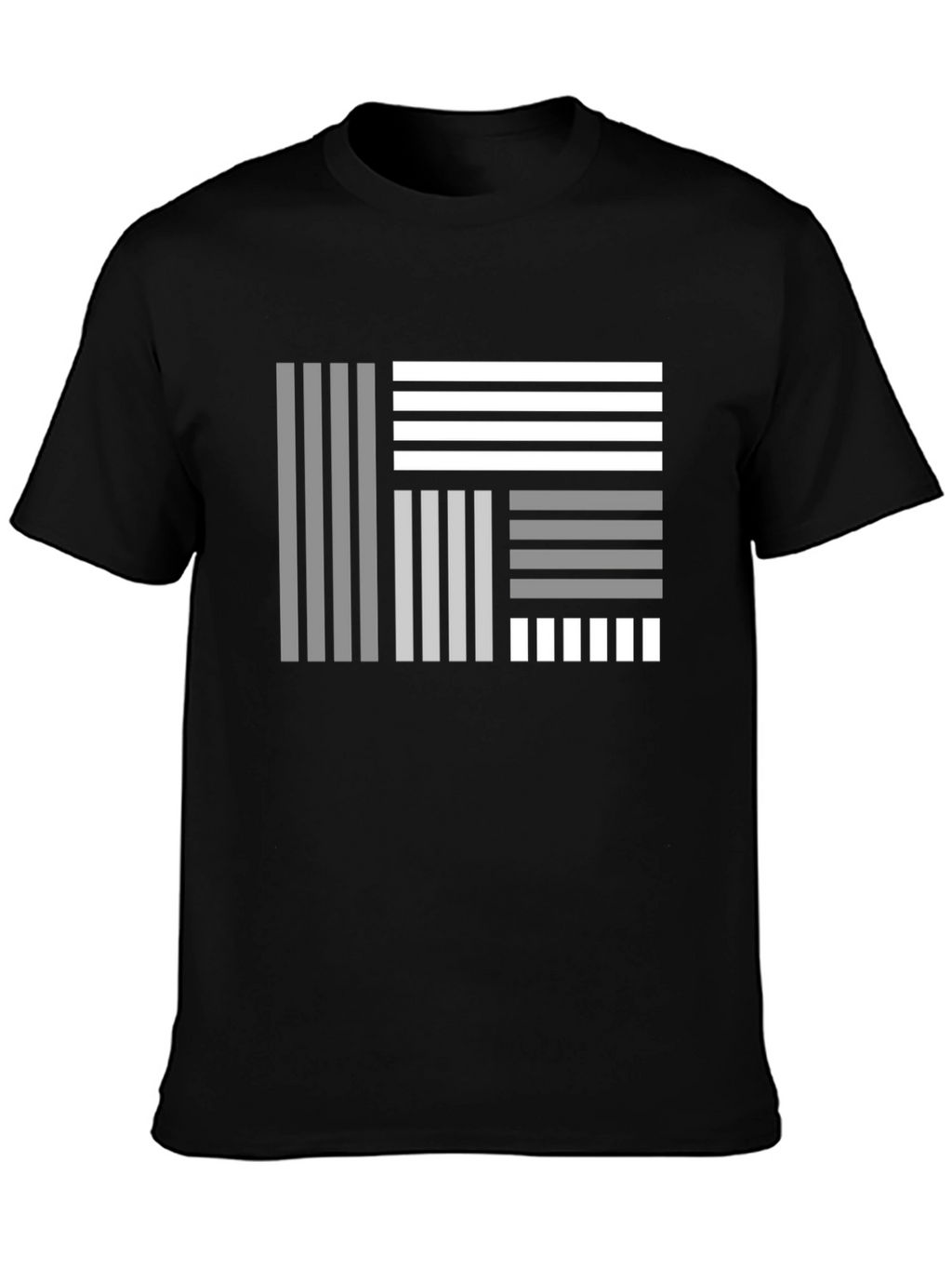 Abstract Geometric Striped Graphic Black T-Shirt