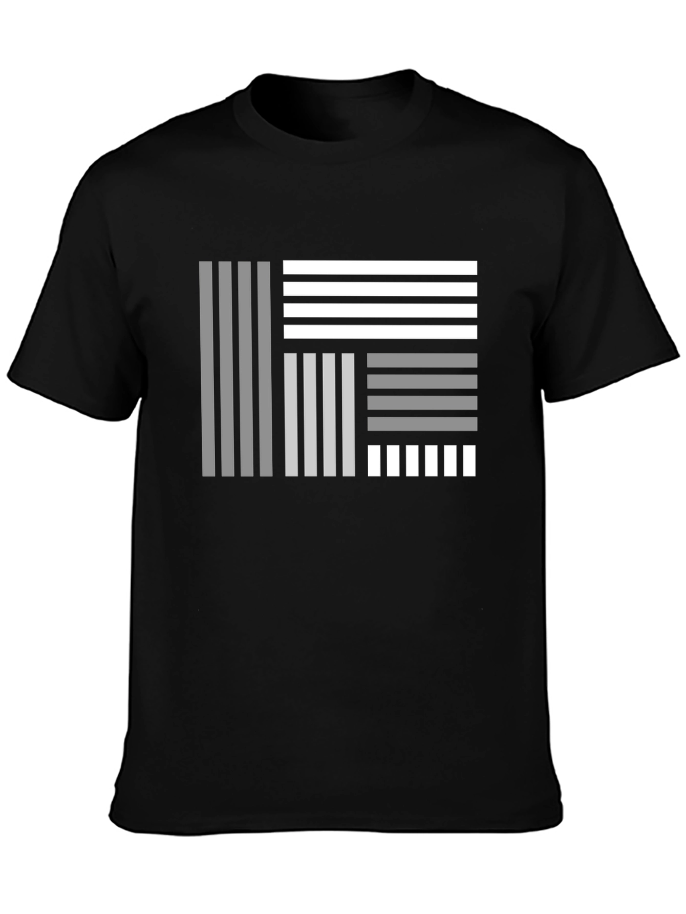 Abstract Geometric Striped Graphic Black T-Shirt