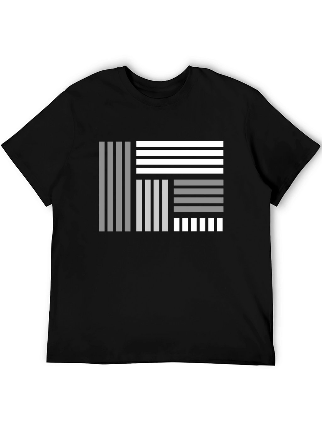 Abstract Geometric Striped Graphic Black T-Shirt