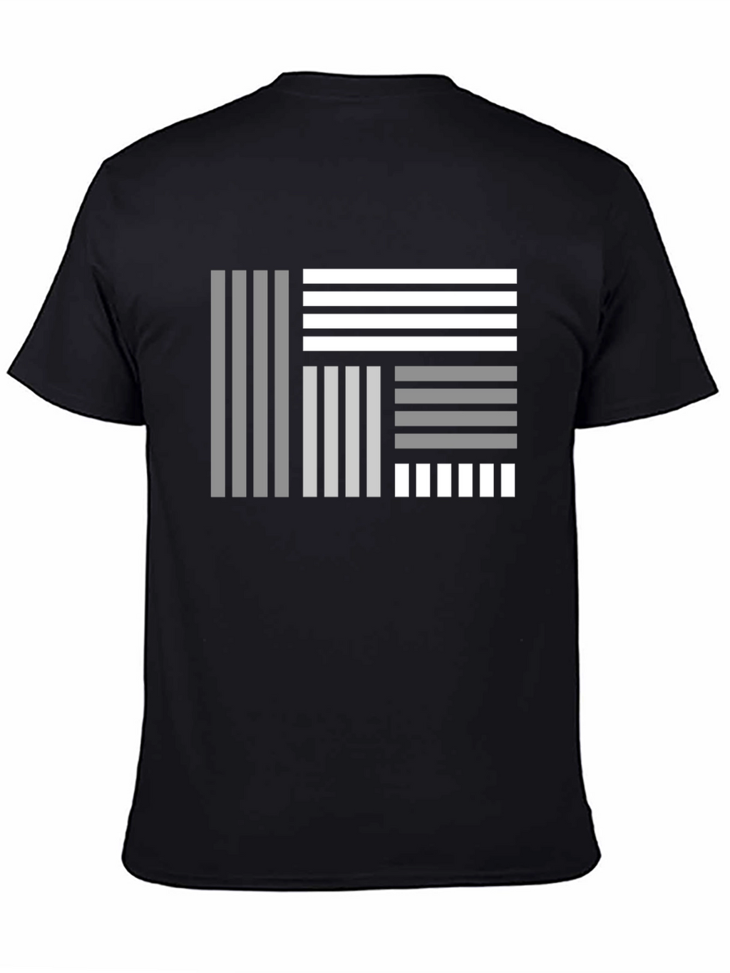 Abstract Geometric Striped Graphic Black T-Shirt