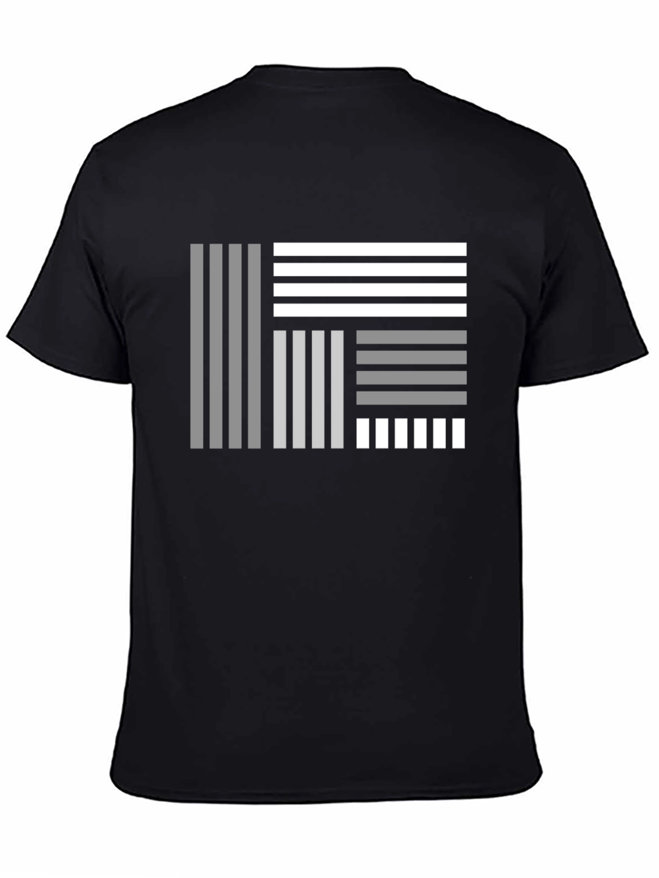 Abstract Geometric Striped Graphic Black T-Shirt