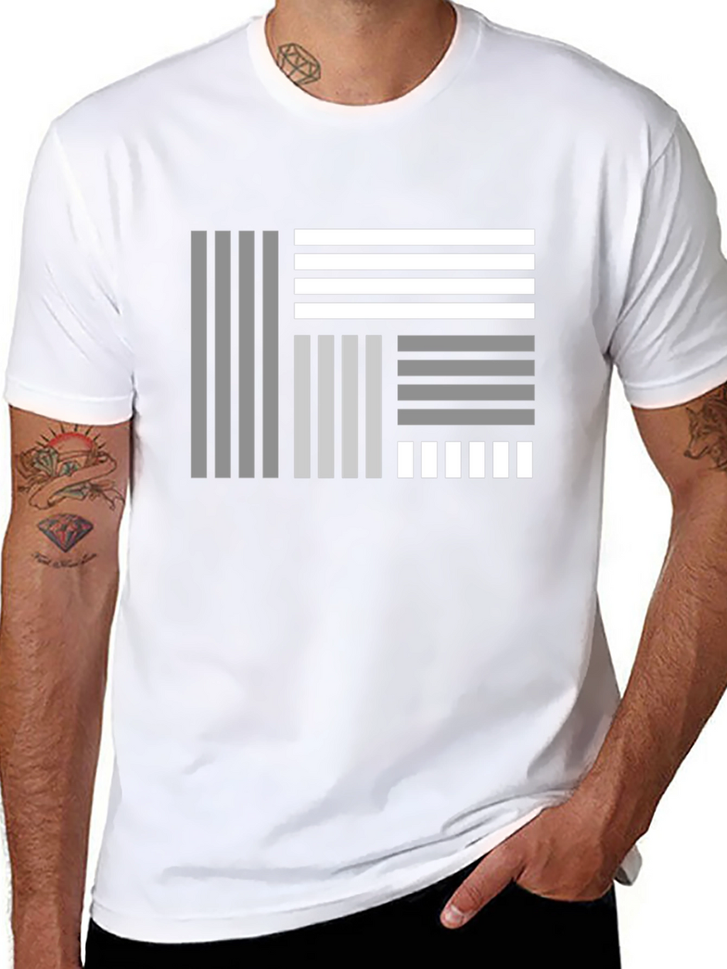 Abstract Geometric Striped Graphic Black T-Shirt