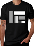 Abstract Geometric Striped Graphic Black T-Shirt